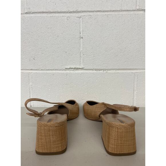 Sam Edelman sz10 brown tan Terra Slingback Pumps Buff Tan textured square toe - Picture 3 of 4